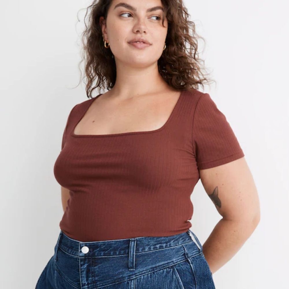 Madewell Ribbed Square-Neck Crop Top Maroon Women’s Small